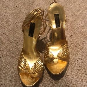 Gold stilettos, worn once, perfect condition.  8M
